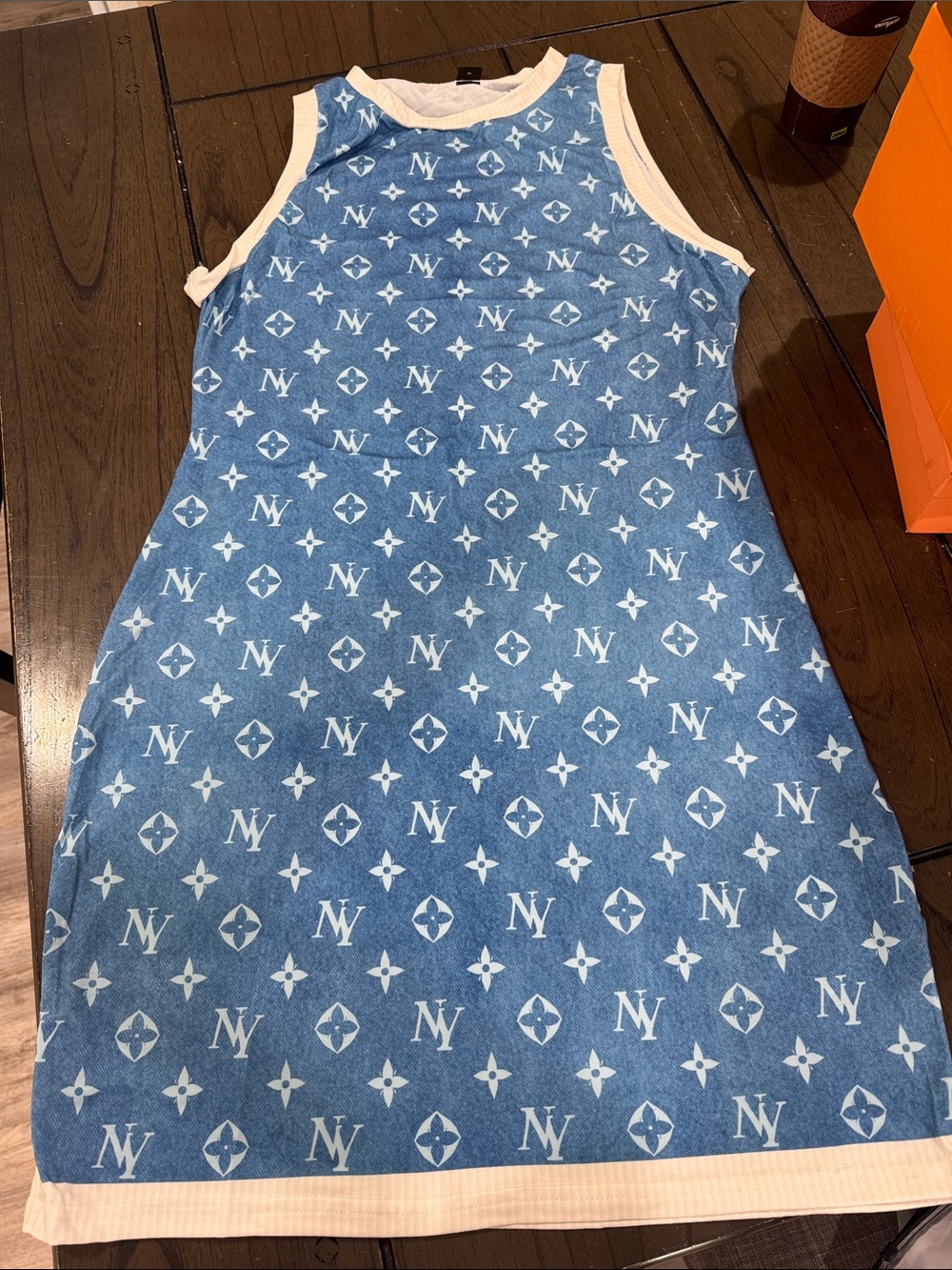 NY Logo Blue Sleeveless Dress